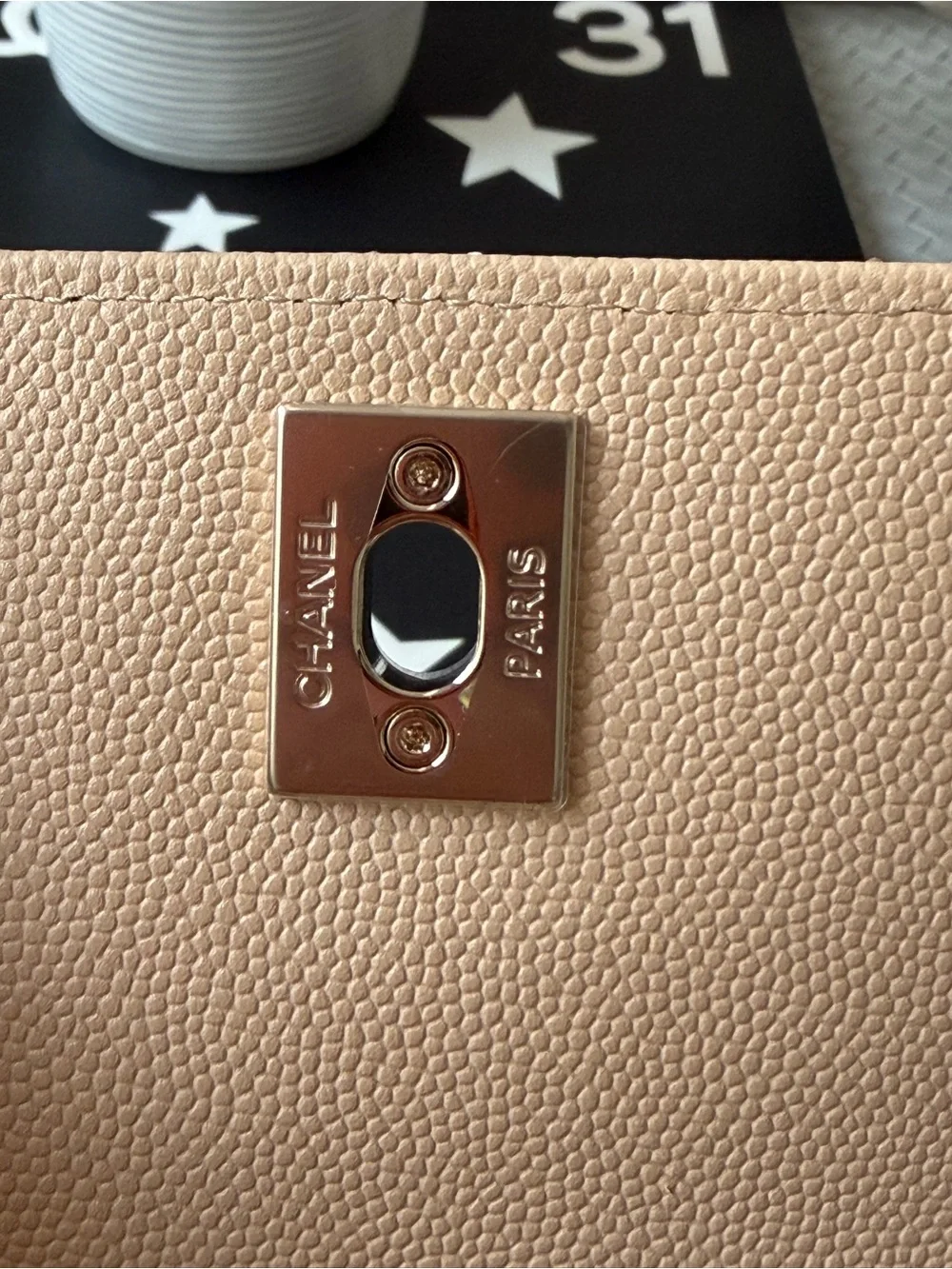 Chanel 24K AP4244 Micro Coco Handle Extra Mini Flap Beige Caviar Clutch GHW Bag